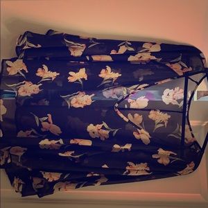 Sheer shirt with pink flowers